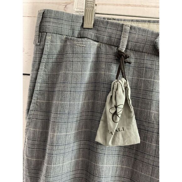 NWT Canali Gray Plaid pants 56 (40 x 35 ) Trousers Contemporary Fit Linen Blend* - Picture 4 of 16